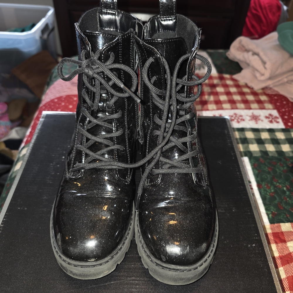 "Art Class"  Girls Black Combat Boots Footwear.